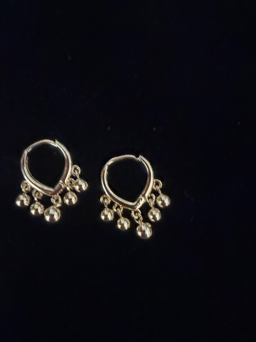 18k gold plated stainless steel Gold Dangling Bead Hoop Earrings - Women Jewelry